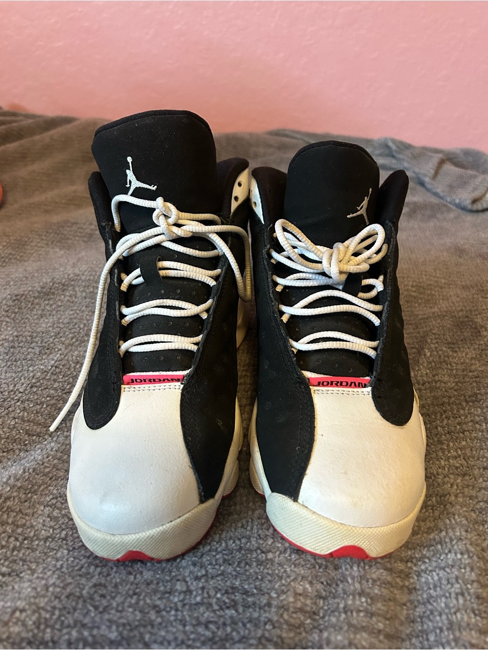 Jordan Kids Black White Pink Accent Sneakers